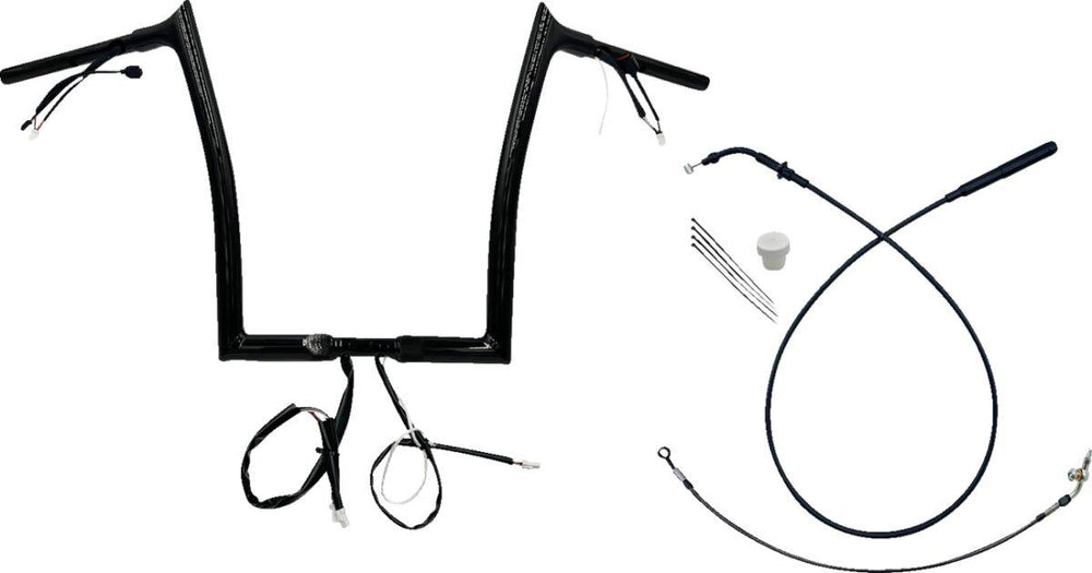 Fat Baggers Inc. 1-1 4" EZ Install Pointed Top Handlebar For Harley Davidson FLHX 1923 2024-2025 35.5 cm (14") - Black