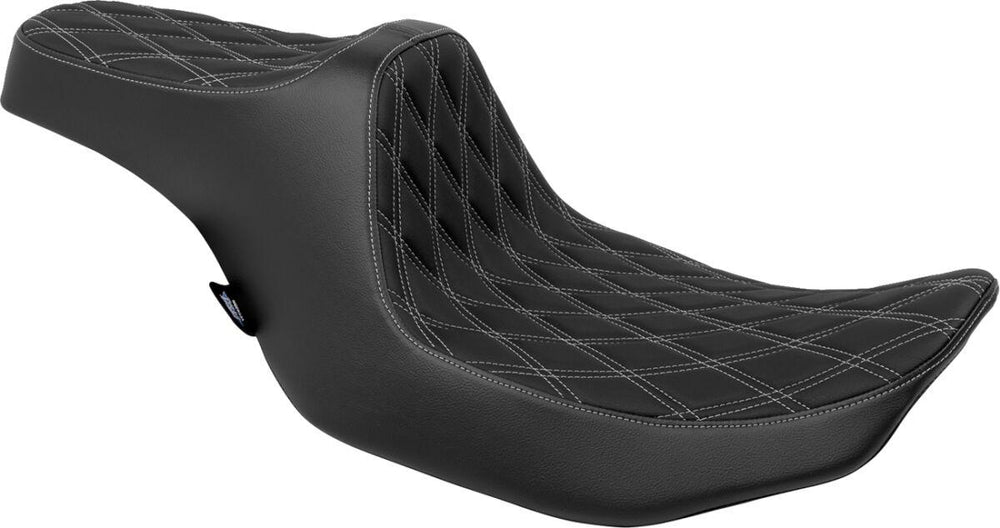 Drag Specialties Predator III 2-Up Seat For Harley Davidson FLHX 1923 ABS 2024-2026 Double Diamond - Black/Silver