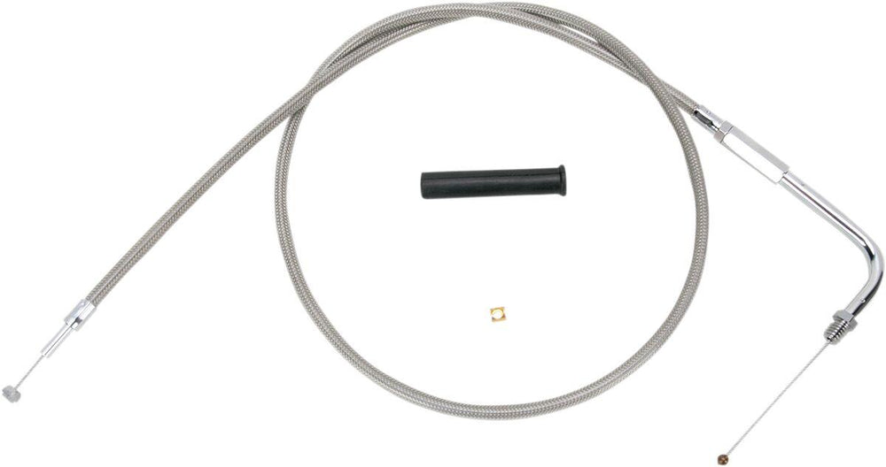Drag Specialties Stainless Braided Throttle Cable For Harley Davidson FLH 1340 1981-1983 112 cm (44") - Silver Unfinished