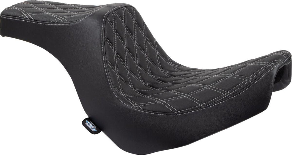 Drag Specialties Predator III Seat For Harley Davidson FLSB 1750 2018-2021 Silver Stitching Double Diamond - Black Silver