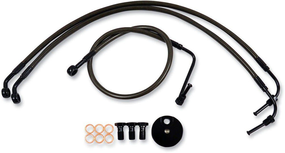 LA Choppers Midnight Braided Brake Hose Kit For Harley Davidson FXDF 1584 2008-2011 12" - 14" - Black/Midnight