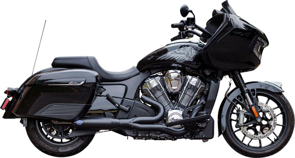 S&S Cycle 2 Into 1 Qualifier Exhaust System For Indian Challenger 108 2020-2023 - Guardian Black