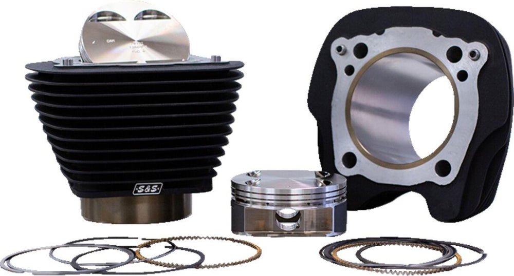 S&S Cycle Big Bore Cylinder Kit For Harley Davidson FLDE 1750 2018-2020 - Non-Highlighted Fins Wrinkle Black