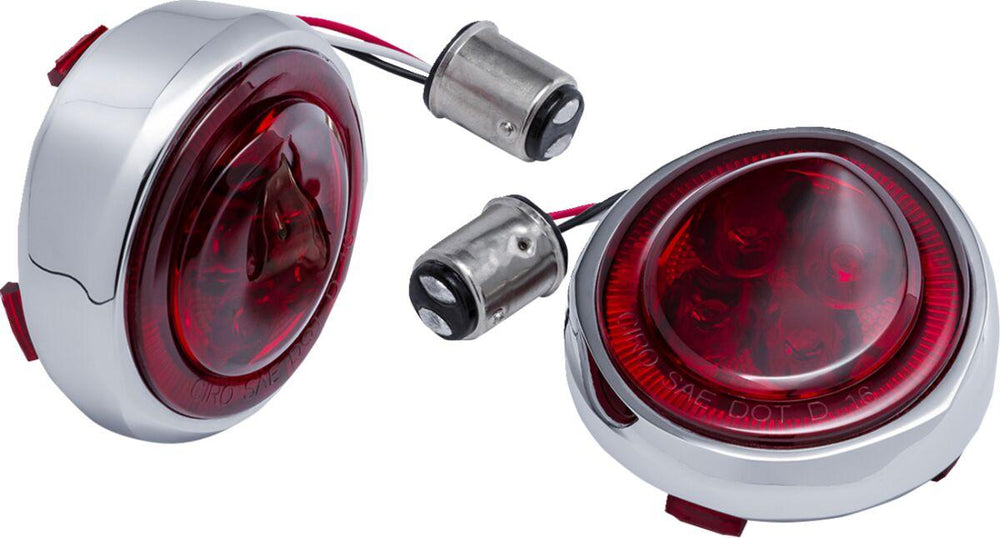 Ciro Fang Turn Signal Light Inserts For Harley Davidson FLFB 1750 ABS 2018-2020 Rear Chrome Red