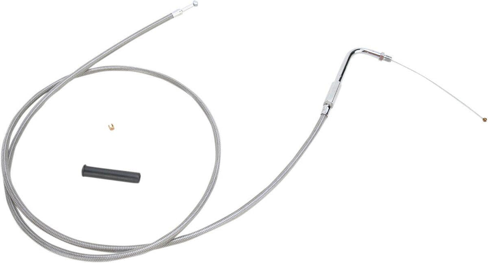 Drag Specialties Stainless Braided Throttle Cable For Harley Davidson FLHR 1340 1994-1995 132 cm (52") - Silver Unfinished