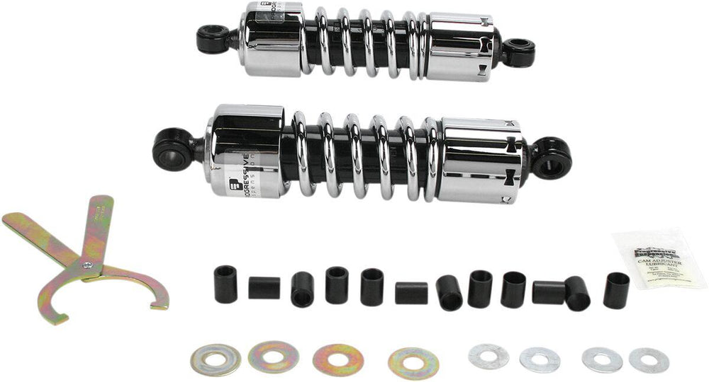 Progressive Suspension 412 Series Cruiser Shocks For Kawasaki VN1500 1996-2004 279.40mm (11.00") - Black/Chrome