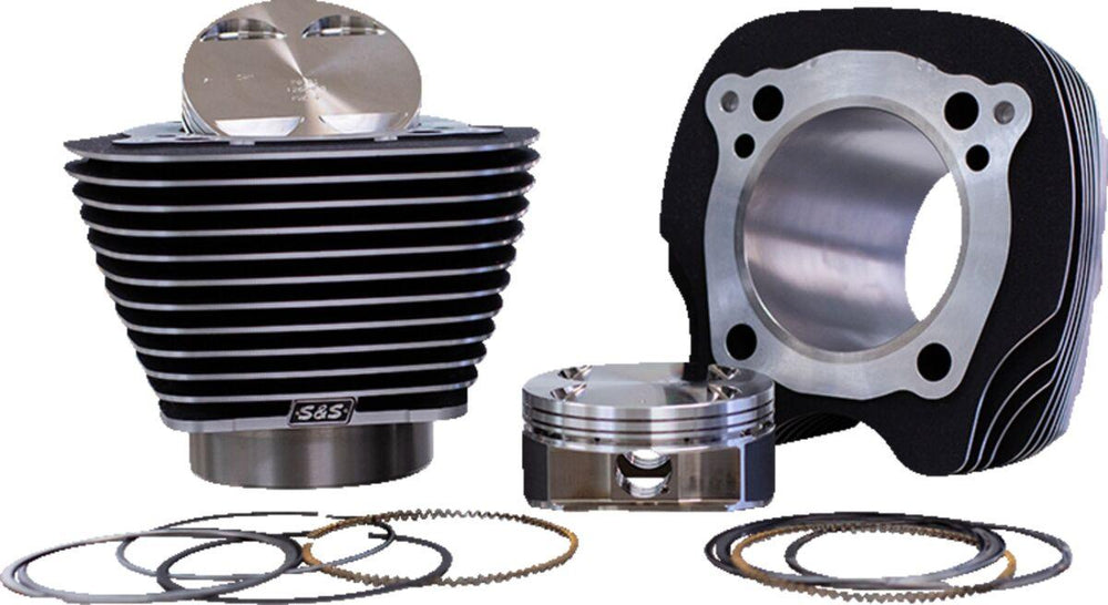 S&S Cycle 136" Big Bore Cylinder Kit For Harley Davidson FLDE 1750 2018-2020 - Highlighted Fins Wrinkle Black