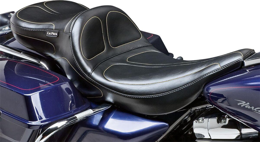 LE Pera Maverick Daddy Long Legs Seat For Harley Davidson FLHR 1450 2002-2006 Stitched - Black