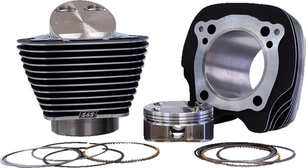 S&S Cycle Big Bore Cylinder Kit For Harley Davidson FLDE 1750 2018-2020 - Highlighted Fins Wrinkle Black