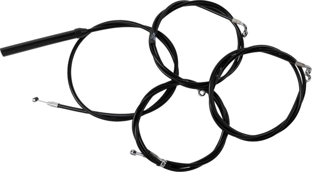 LA Choppers Complete Black Vinyl Braided Handlebar Cable/Brake Hose Kit For Harley Davidson FLHRXS 1868 ABS 2024 45.5 cm - 51 cm (18" - 20") - Black/Clear-Coated