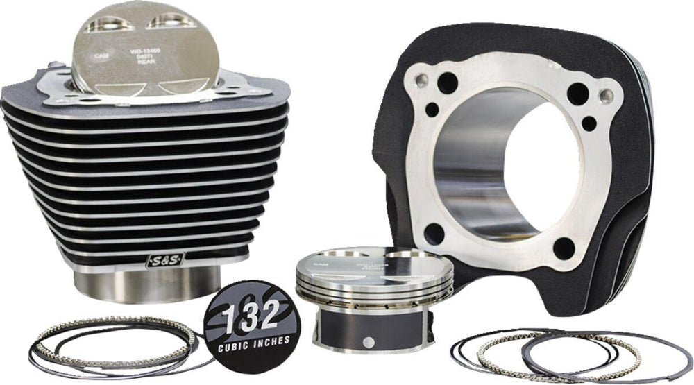 S&S Cycle Big Bore Cylinder Kit For Harley Davidson FLHTCUTGSE 1923 2020-2022 - Black Granite Highlighted Fins