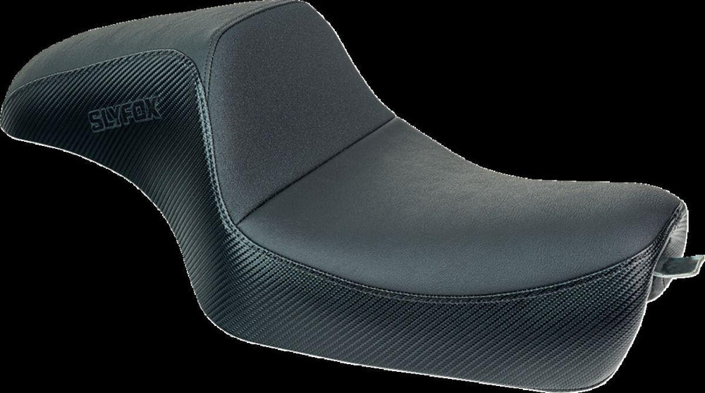 Slyfox The Drifter Seat For Harley Davidson XL1200C 2004-2019 Black Logo/Carbon Fiber/Smooth - Black