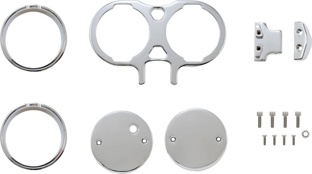 LA Choppers Dual Gauge Mount for Performance Risers For Harley Davidson FLD 1690 2012-2013 - Chrome