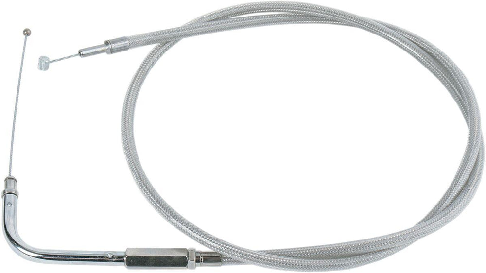 Drag Specialties Stainless Braided Throttle Cable For Harley Davidson FXSTS 1340 1990-1995 82.5 cm (32-1 2") - Silver Unfinished