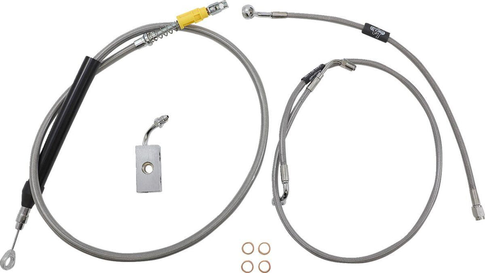 LA Choppers Standard Stainless Braided Quick Connect Handlebar Cable/Brake Hose Kit For Harley Davidson FLDE 1750 ABS 2018-2020 38 cm - 43 cm (15" - 17") - Clear-Coated
