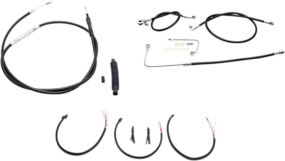 LA Choppers Complete Black Vinyl Braided Handlebar Cable/Brake Hose Kit For Harley Davidson FLS 1690 2016-2017 45.5 cm - 51 cm (18" - 20") - Black/Clear-Coated