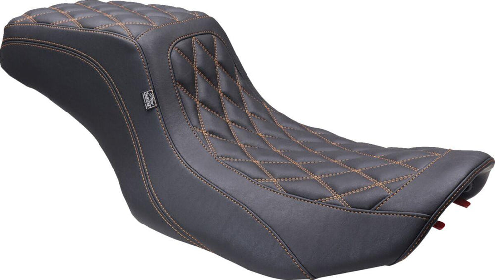 Mustang Double Diamond Squareback Seat For Harley Davidson FLHX 1923 2024-2026 - Black/Orange