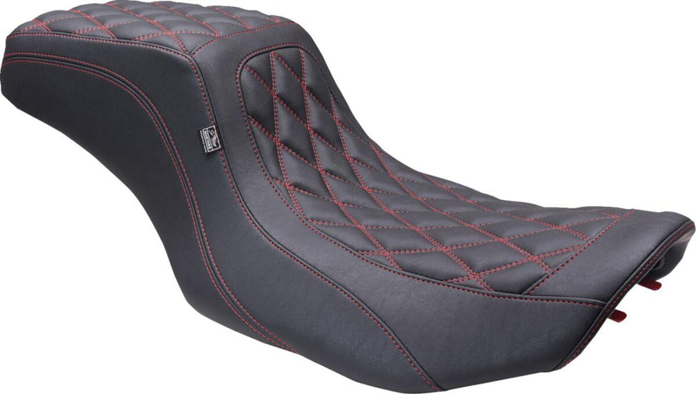 Mustang Double Diamond Squareback Seat For Harley Davidson FLHX 1923 2024-2026 - Black/Red