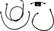 LA Choppers Midnight Braided Brake Hose Kit For Harley Davidson FLS 1690 ABS 2014-2017 15" - 17" - Black/Midnight