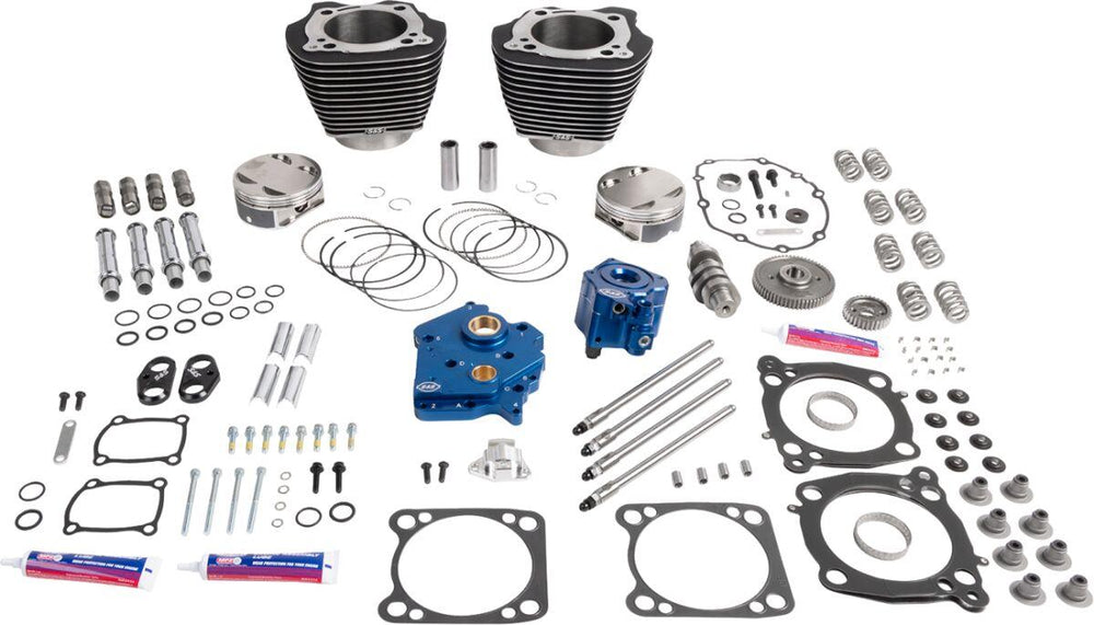 S&S Cycle 132" Power Package Engine Performance Kit For Harley Davidson FLDE 1750 ABS 2018-2020 - Black/Highlighted Fins