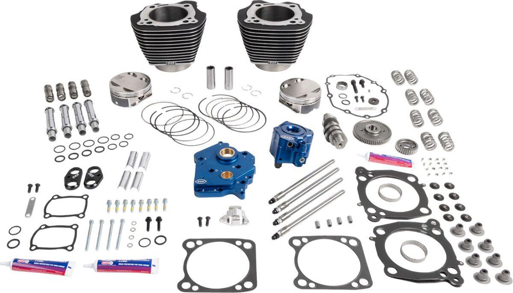 S&S Cycle 129" Power Package Engine Performance Kit For Harley Davidson FLDE 1750 ABS 2018-2020 - Black/Highlighted Fins
