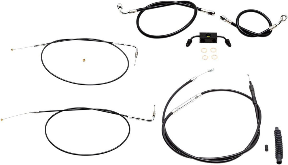 LA Choppers Standard Black Vinyl Handlebar Cable/Brake Hose Kit For Harley Davidson XL1200C 2014-2019 38 cm - 43 cm (15" - 17") - Black