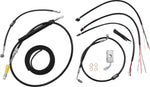 LA Choppers Complete Black Vinyl Braided Handlebar Cable/Brake Hose Kit For Harley Davidson FLDE 1750 ABS 2018-2020 38 cm - 43 cm (15" - 17") - Black/Clear-Coated