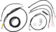 LA Choppers Complete Black Vinyl Braided Handlebar Cable/Brake Hose Kit For Harley Davidson FLDE 1750 ABS 2018-2020 38 cm - 43 cm (15" - 17") - Black/Clear-Coated