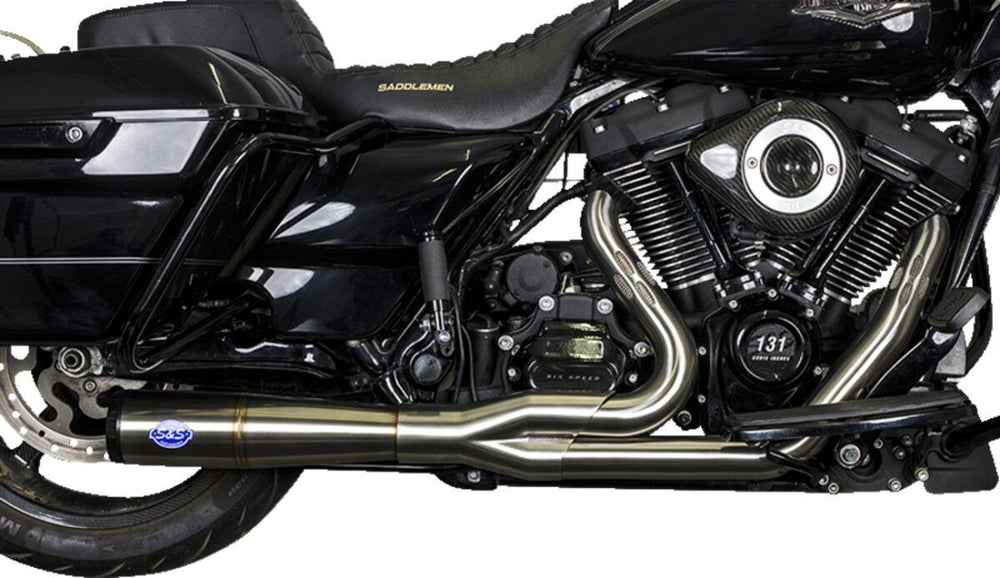 S&S Cycle 2 Into 1 Race Diamondback Exhaust System For Harley Davidson FLH 1868 2021 - Brushed