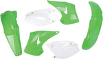 UFO Plastics Kit For Kawasaki KX125 2004-2008 - Green OEM White