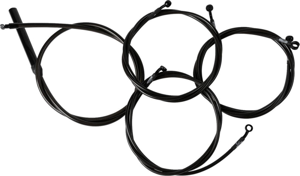 LA Choppers Complete Midnight Braided Handlebar Cable/Brake Hose Kit For Harley Davidson FLHRXS 1868 ABS 2024 45.5 cm - 51 cm (18" - 20") - Black/Clear-Coated