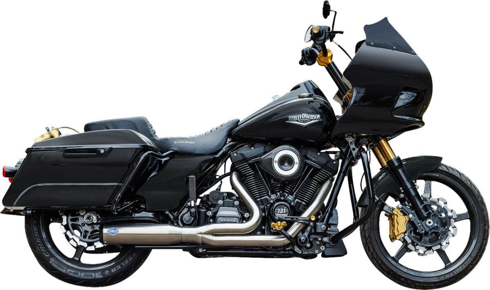 S&S Cycle 2 Into 1 Qualifier Exhaust System For Harley Davidson FLH 1868 2021 - Brushed