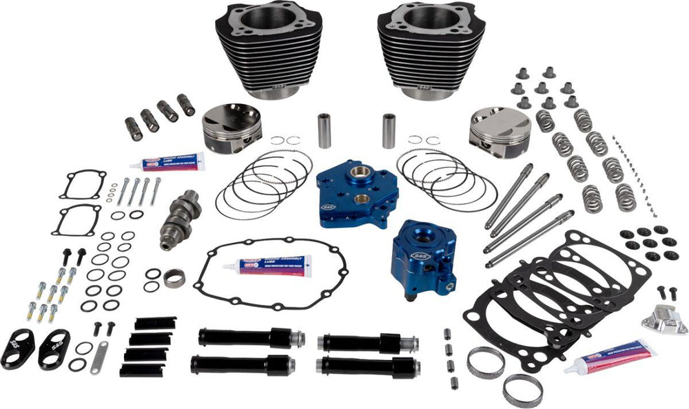 S&S Cycle 129" Power Package Engine Performance Kit For Harley Davidson FLDE 1750 ABS 2018-2020 - Black/Highlighted Fins