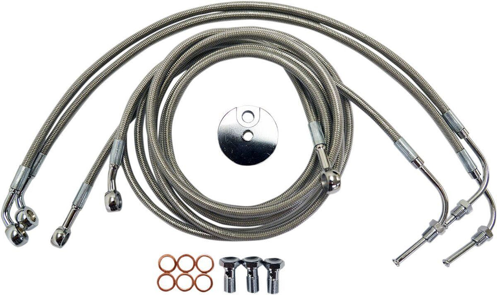 LA Choppers Stainless Steel Brake Hose Kit For Harley Davidson FLTR 1584 2008-2010 12" - 14" - Silver