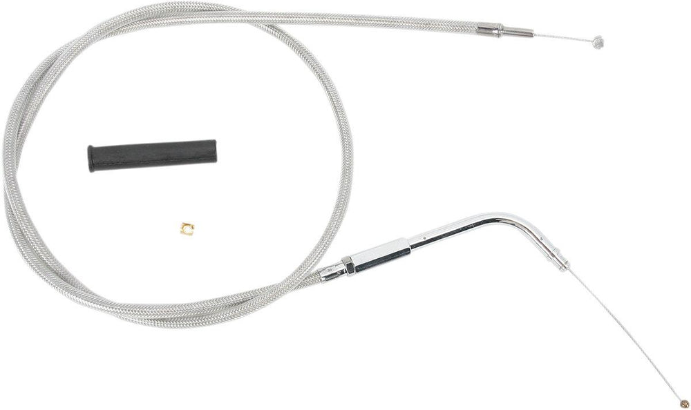 Drag Specialties Stainless Braided Throttle Cable For Harley Davidson FLD 1690 2012-2013 78 cm (30-3 4") - Silver Unfinished