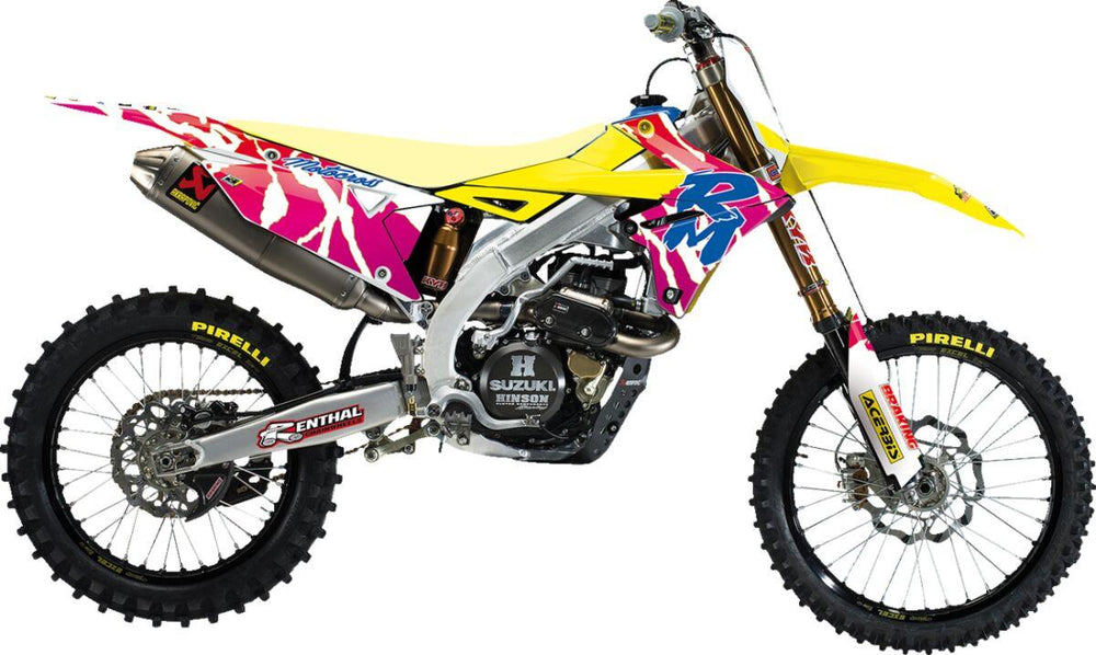 Blackbird Retro Graphics Kit For Suzuki RMZ250 2019-2026 - Blue/Pink/White/Yellow