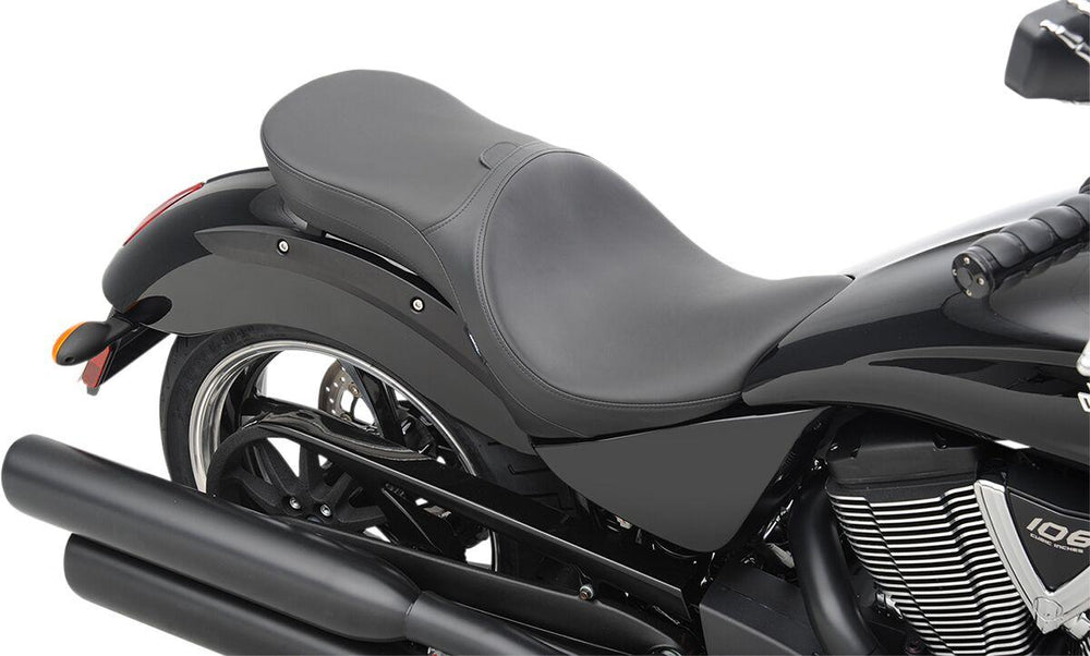 Drag Specialties Ez Glide II Backrest Compatible Low-Profile Leather Touring Seat For Victory High-Ball 106 2012-2016 - Black