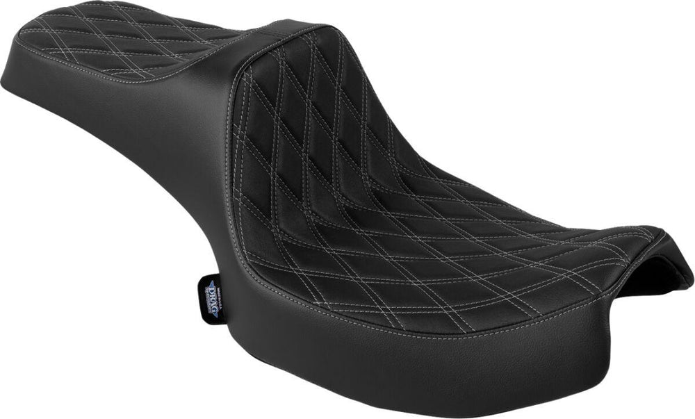 Drag Specialties Predator III Double Diamond Seat For Indian Challenger 108 ABS 2020-2025 - Black/Silver