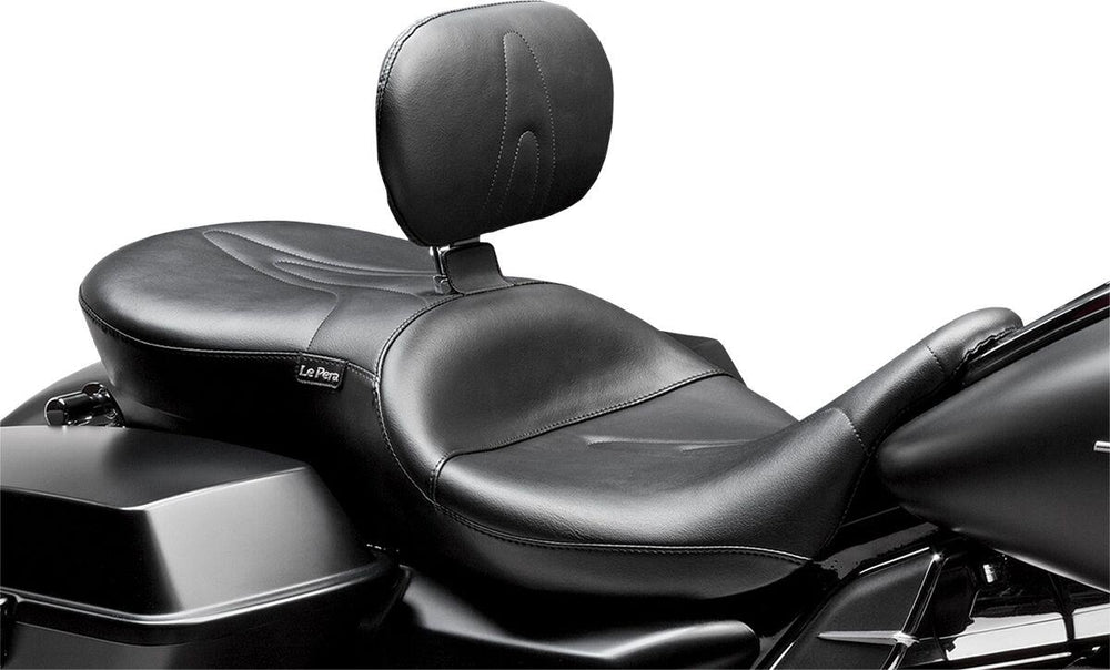 LE Pera RT66 Seat with Backrest For Harley Davidson FLHR 1584 2008-2011 Stitched - Black