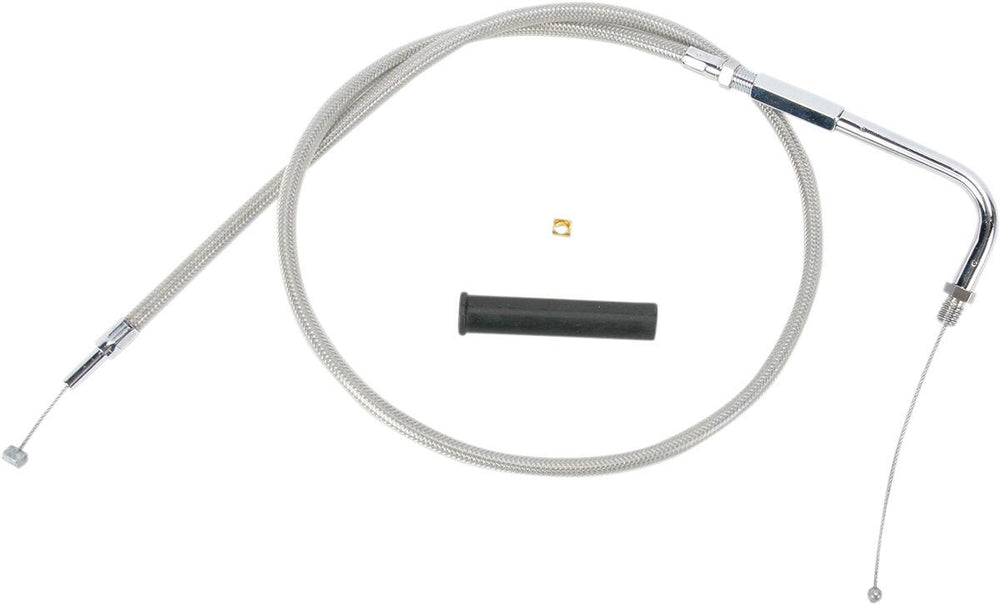 Drag Specialties Stainless Braided Throttle Cable For Harley Davidson FLHR 1340 1994-1995 87.5 cm (34-1 2") - Silver Unfinished
