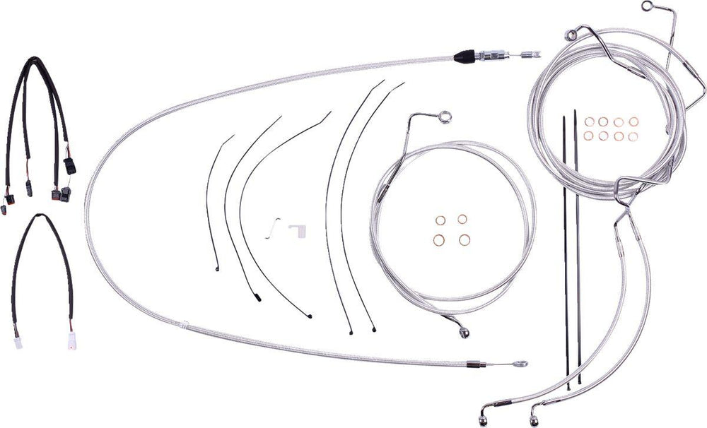Magnum Shielding Sterling Chromite II Designer Handlebar Cable Install Kit For Harley Davidson FLHTK 1868 2021-2023 30.5 - 35.5cm (12" - 14") - Chrome/Clear-Coated
