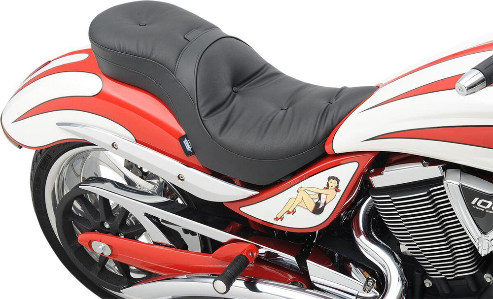 Drag Specialties Ez Glide II Backrest Compatible Low-Profile Leather Touring Seat For Victory Vegas 100 2006-2009 Pillow - Black