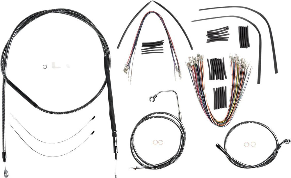 Magnum Shielding KarbonFibr Designer Handlebar Cable Install Kit For Harley Davidson FLHR 1584 2008 30.5 - 35.5cm (12" - 14") - Carbon Fiber/Silver