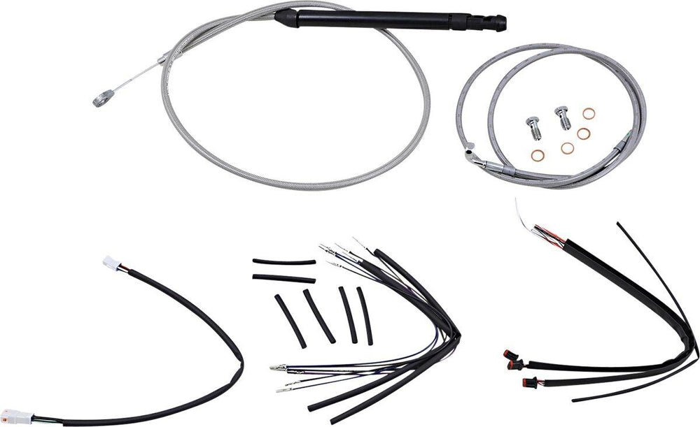 Burly  Ape Handlebar Cable & Hose Kit For Harley Davidson FLSL 1750 2018-2021 35.5cm (14") - Silver