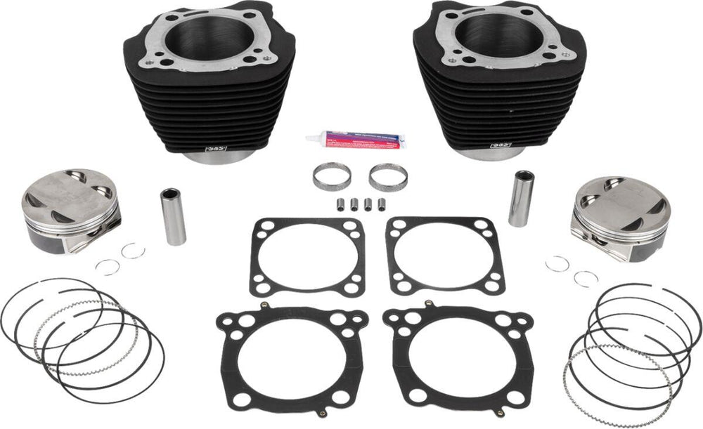 S&S Cycle 136" Big Bore Cylinder Kit For Harley Davidson FLDE 1750 ABS 2018-2020 - Non-Highlighted Fins/Wrinkle Black
