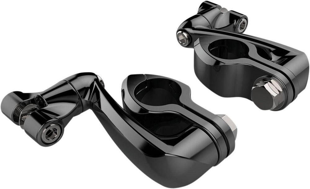 Ciro Extended Engine Guard Highway Peg Hingeless Mounting Clamp Kit - Black