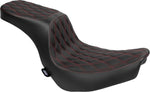 Drag Specialties Performance Predator 2 Up Seat For Harley Davidson FLSB 1750 2018-2021 Red Stitching Double Diamond - Black