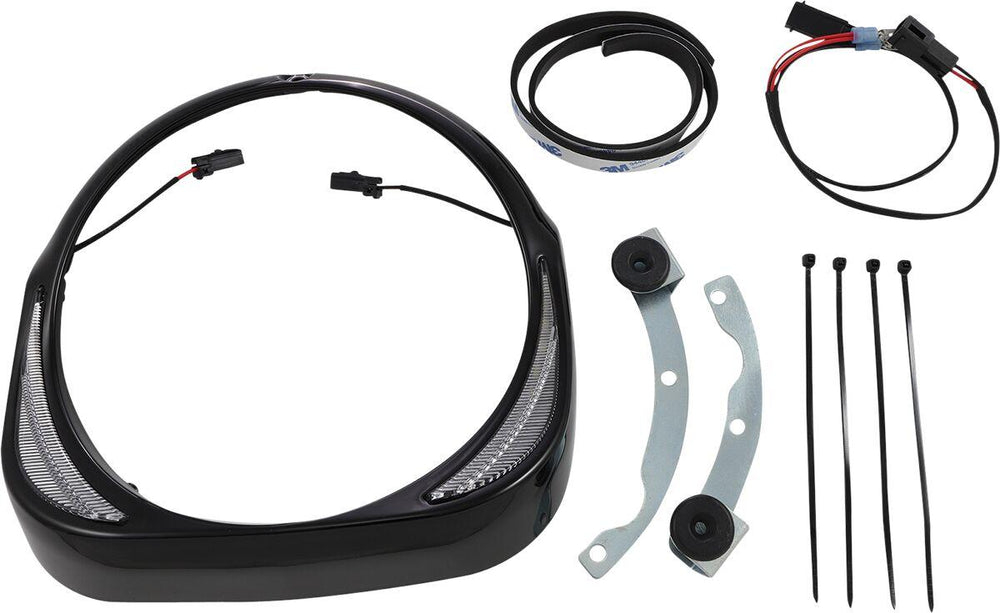 Ciro Fang Headlight Bezels For Harley Davidson FLHT 1340 1996-1998 Black Clear