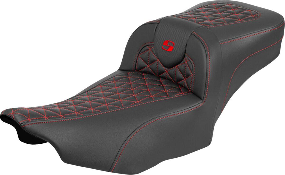 Saddlemen Roadsofa Extended Reach Seat For Harley Davidson FLHX 1923 ABS 2024-2026 Gripper - Black/Red