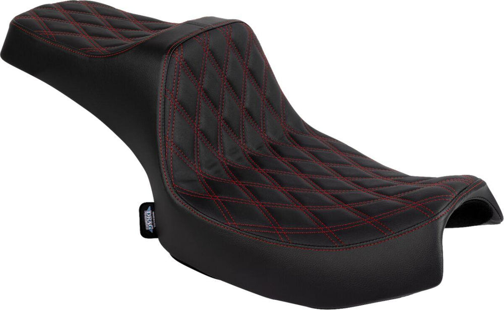 Drag Specialties Predator III Double Diamond Seat For Indian Challenger 108 ABS 2020-2025 - Black/Red